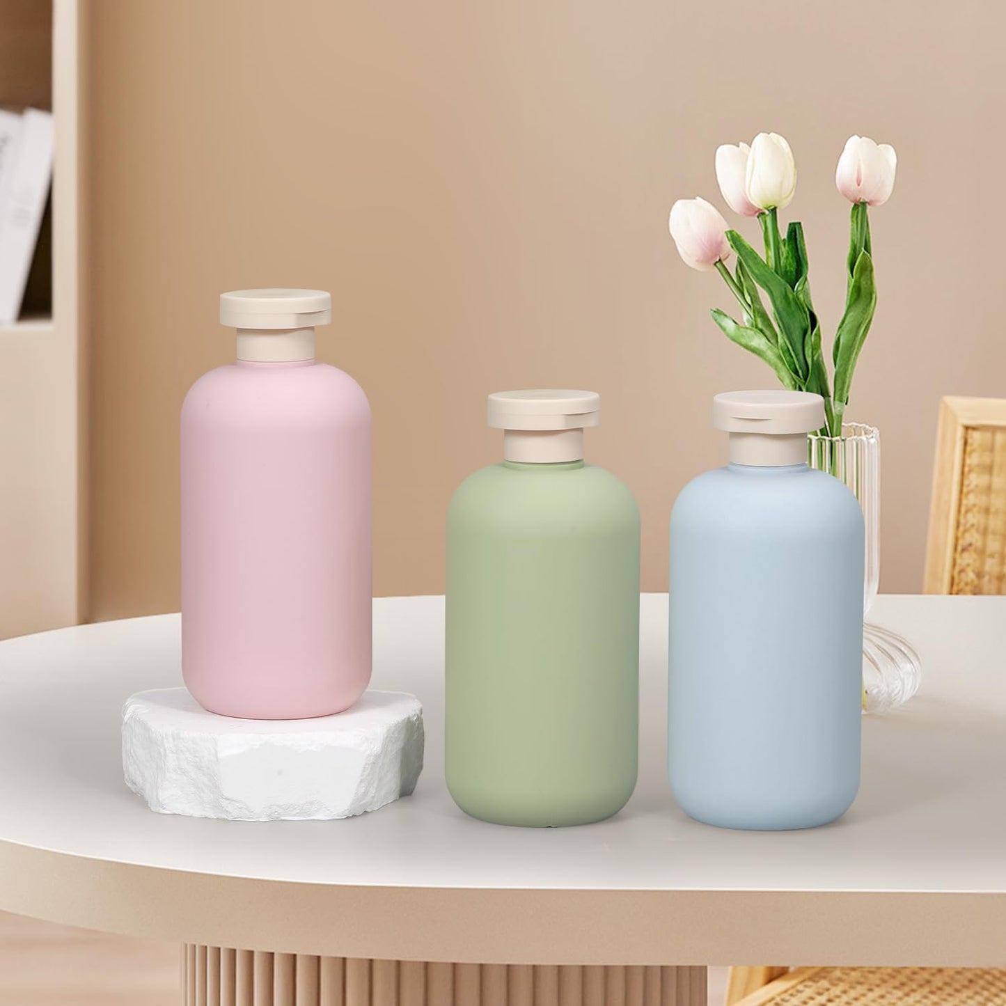 Travel Shampoo Bottle, Empty Plastic Squeeze Bottles 10oz with Flip Cap, Lotion Container for Tavel Size Shampoo and Conditioner