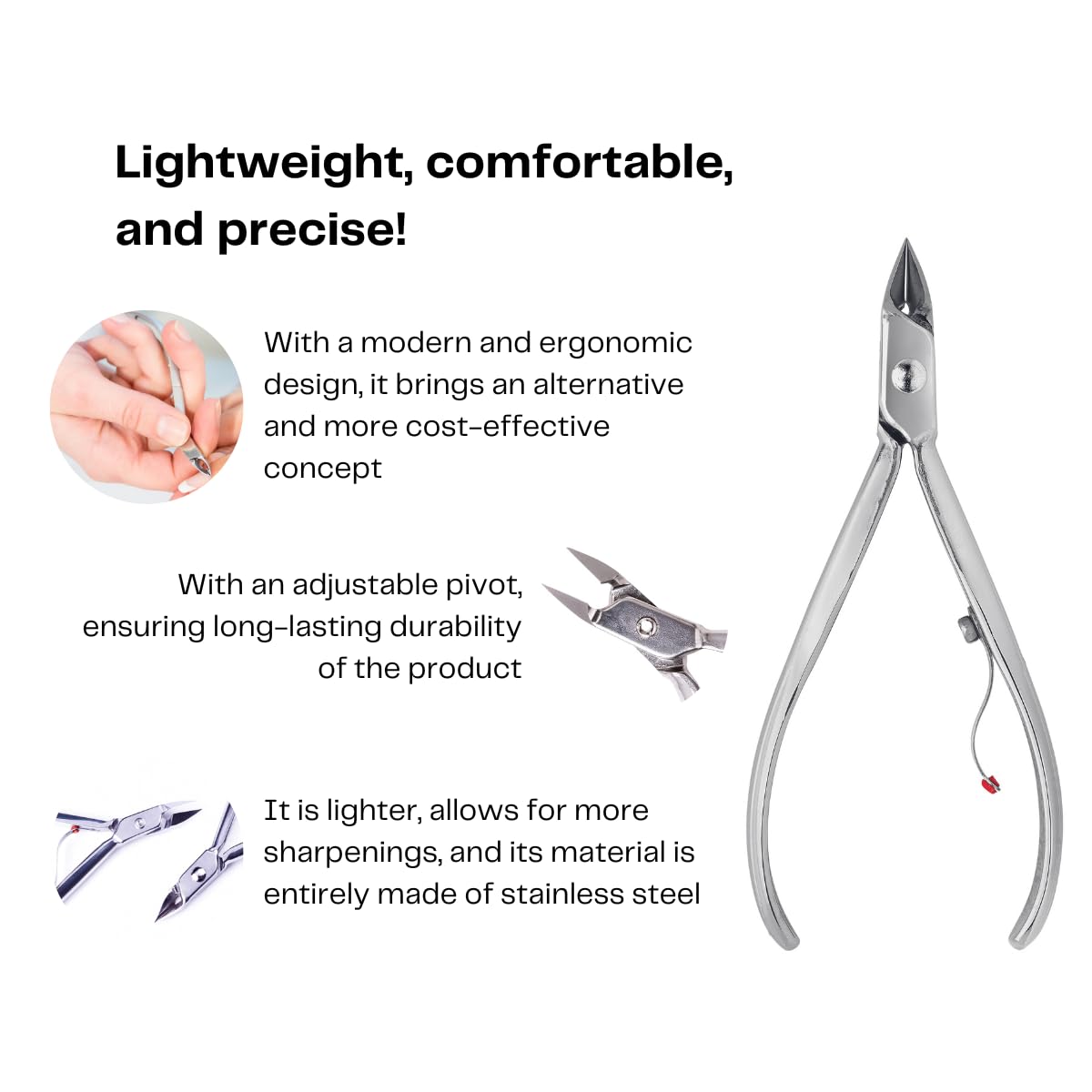 Cuticle Nipper MUNDIAL 777 Professional - Sharpened Nail Care Cuticle Trimmer for Manicure and Pedicure, Longer Stainless Steel Handle