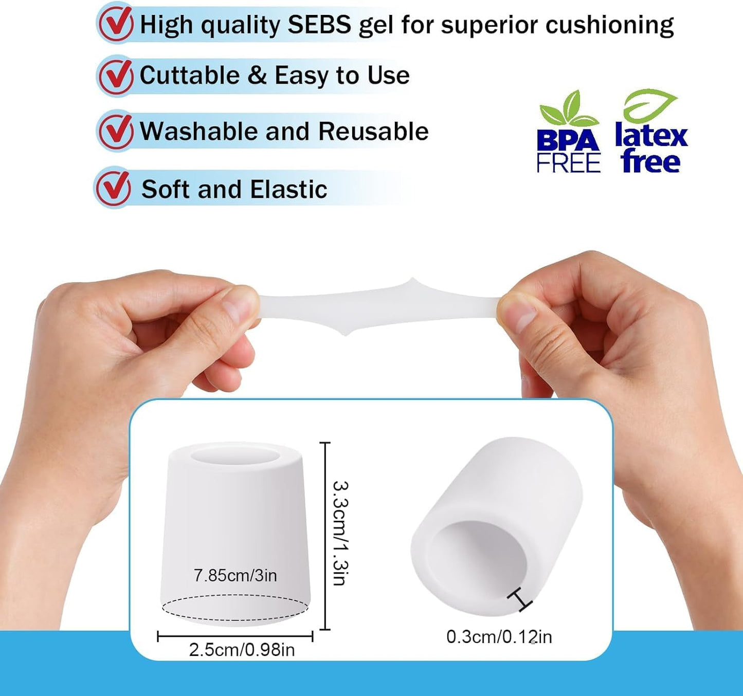 Pnrskter Gel Toe Protectors Caps - Open Toe Sleeves(20pcs-Medium), Toe Covers Toe Tubes for Blisters, Corns, Calluses, Hammer Toes, Rubbing, and Ingrown Toenails