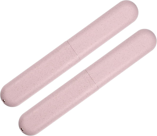 VOCOSTE 2pcs, Traveling Toothbrush Holders Case, PP Toothbrush Case for Travel Business, Pink, 8.07''x1.22''x0.83''