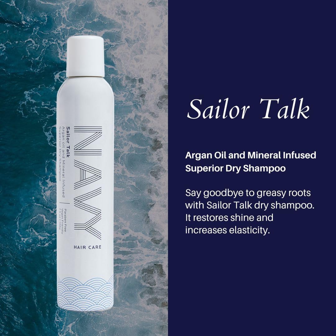 NAVY HAIR CARE Dry Texture Spray + Sailor Talk Dry Shampoo for Oily Hair | Achieve Fuller Looking Hair + Infused with Argan Oil to Prevent Hair Breakage | 7 oz each