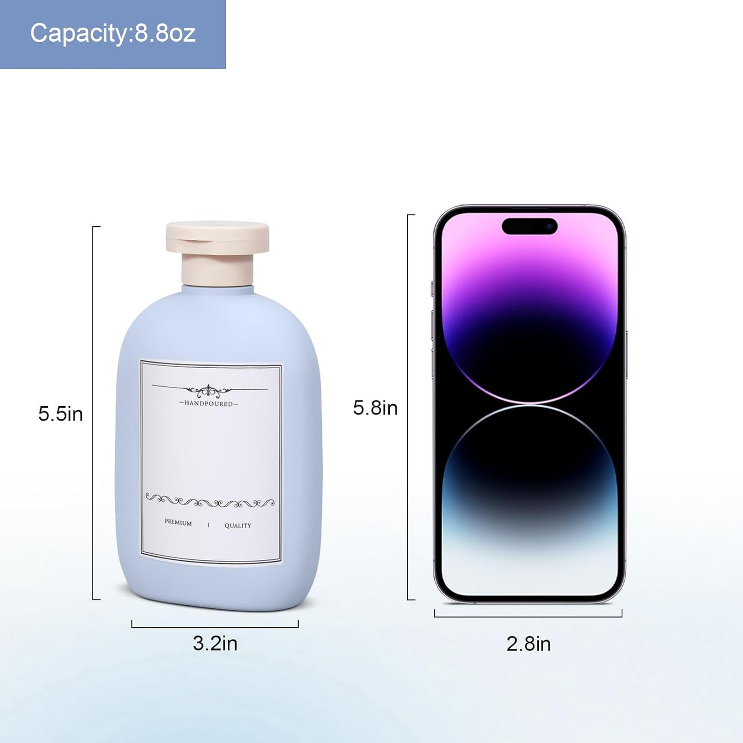 8.8 oz Plastic Travel Shampoo Bottles, Empty Plastic Squeeze Bottles with Flip Cap for Toiletries, Leakage-proof Travel Shampoo and Conditioner Bottles (4 pack, BLUE)