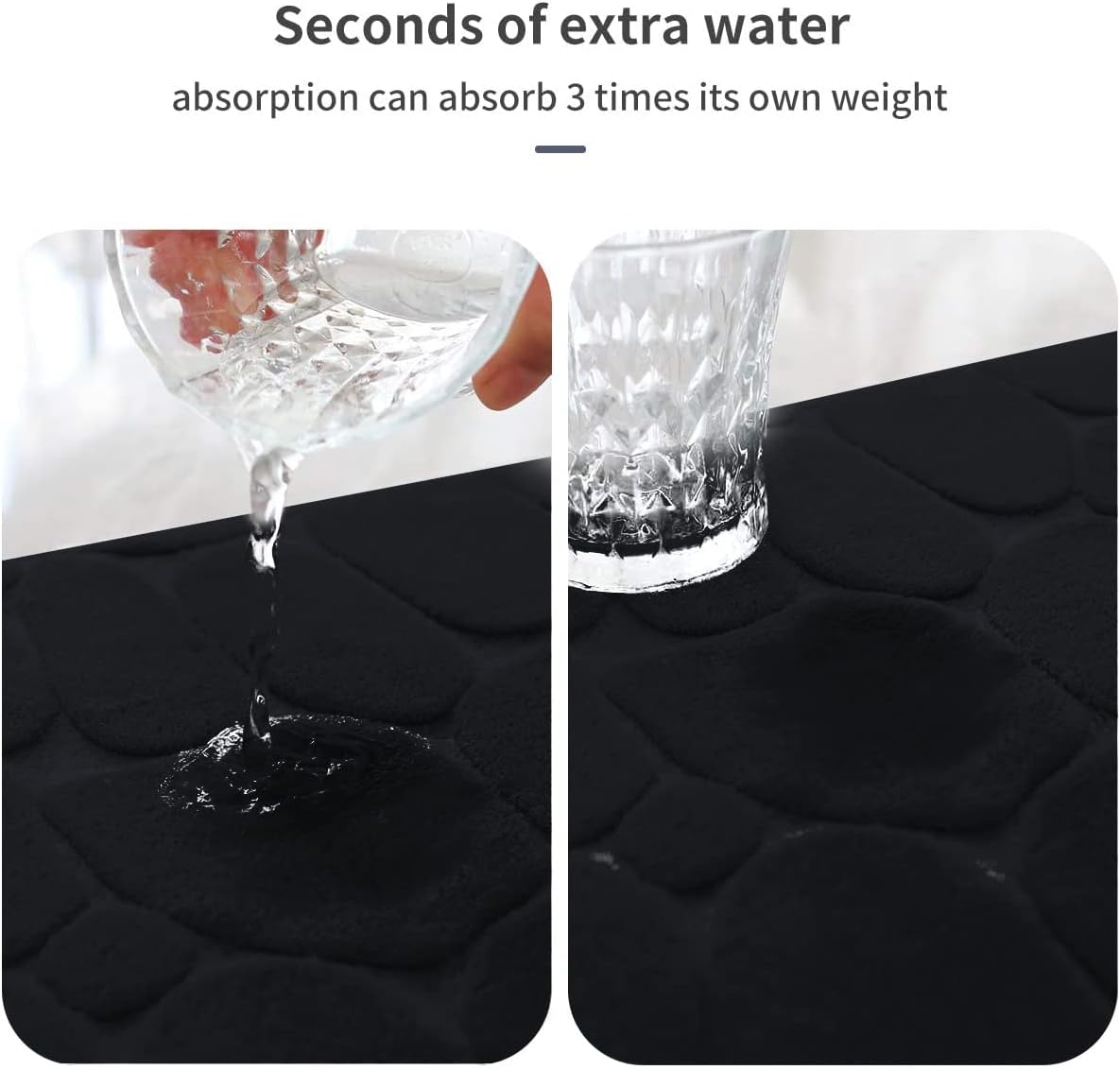 YIHOUSE Memory Foam Runner Rug, Cobblestone Bathroom Runner Rugs Super Water Absorbent Bath Mats for Bathroom Machine Washable Bath Rugs Runner for Hallway Bedroom Laundry Room(20 x 47,Black)