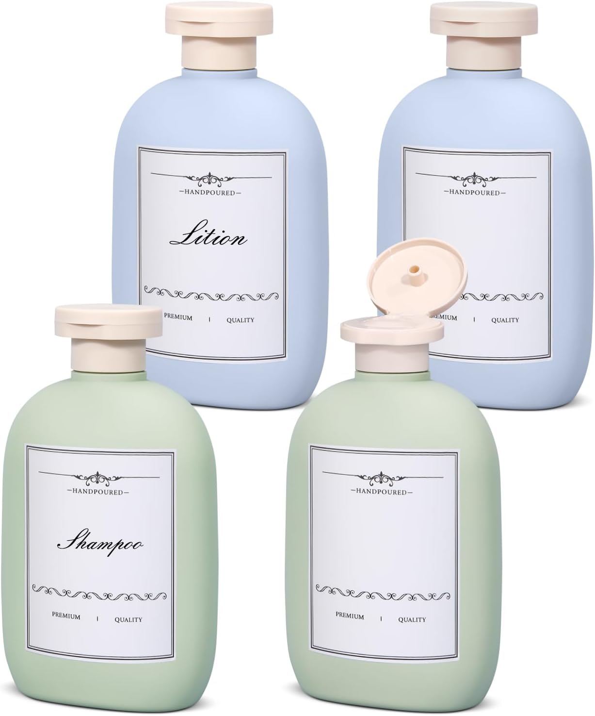 8.8 oz Plastic Travel Shampoo Bottles, Empty Plastic Squeeze Bottles with Flip Cap for Toiletries, Leakage-proof Travel Shampoo and Conditioner Bottles