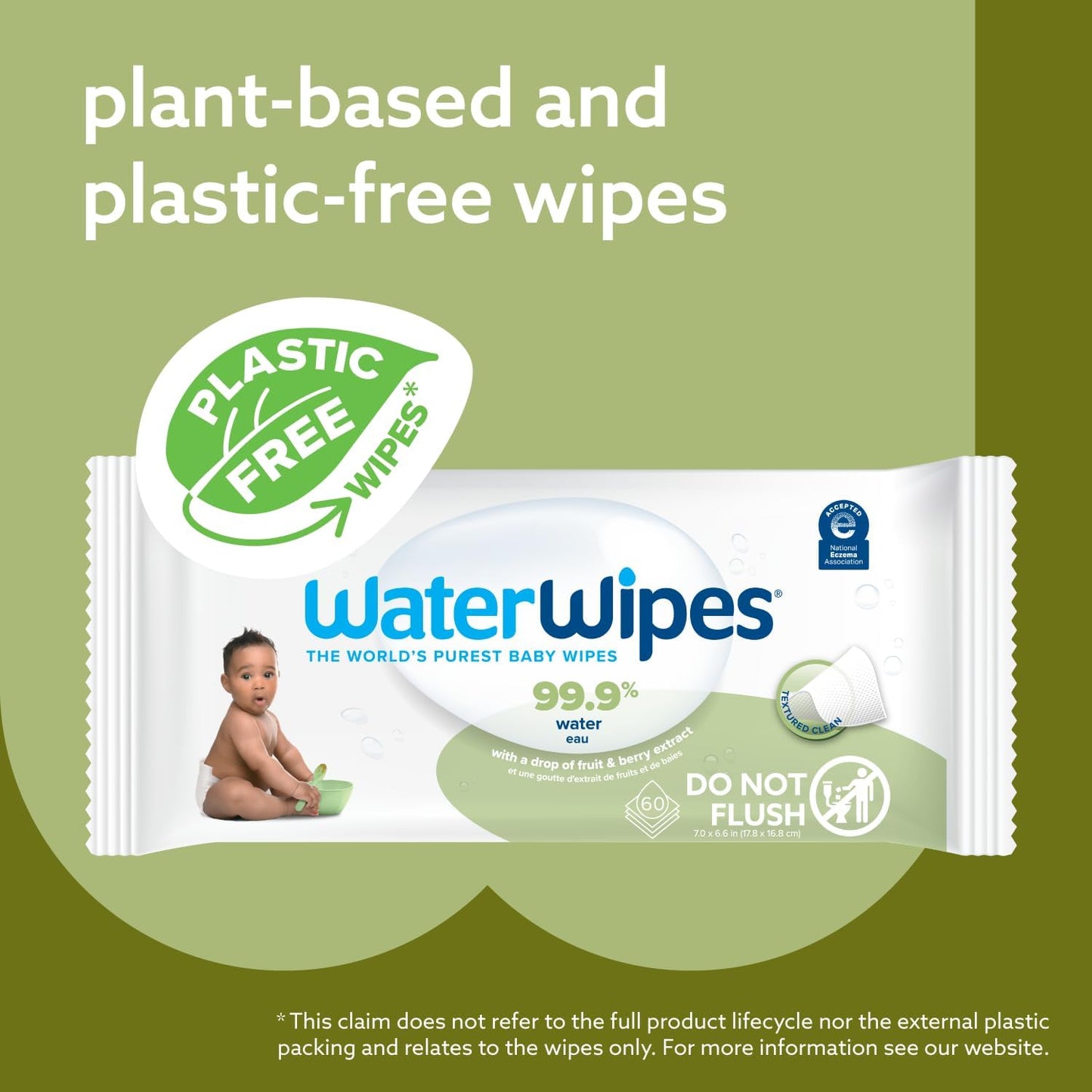 WaterWipes Sensitive+ Baby & Toddler Wipes, 3-In-1 Cleans, Cares, Protects, 99.9% Water, Textured Clean, Unscented & Hypoallergenic, 240 Count (4 Packs)