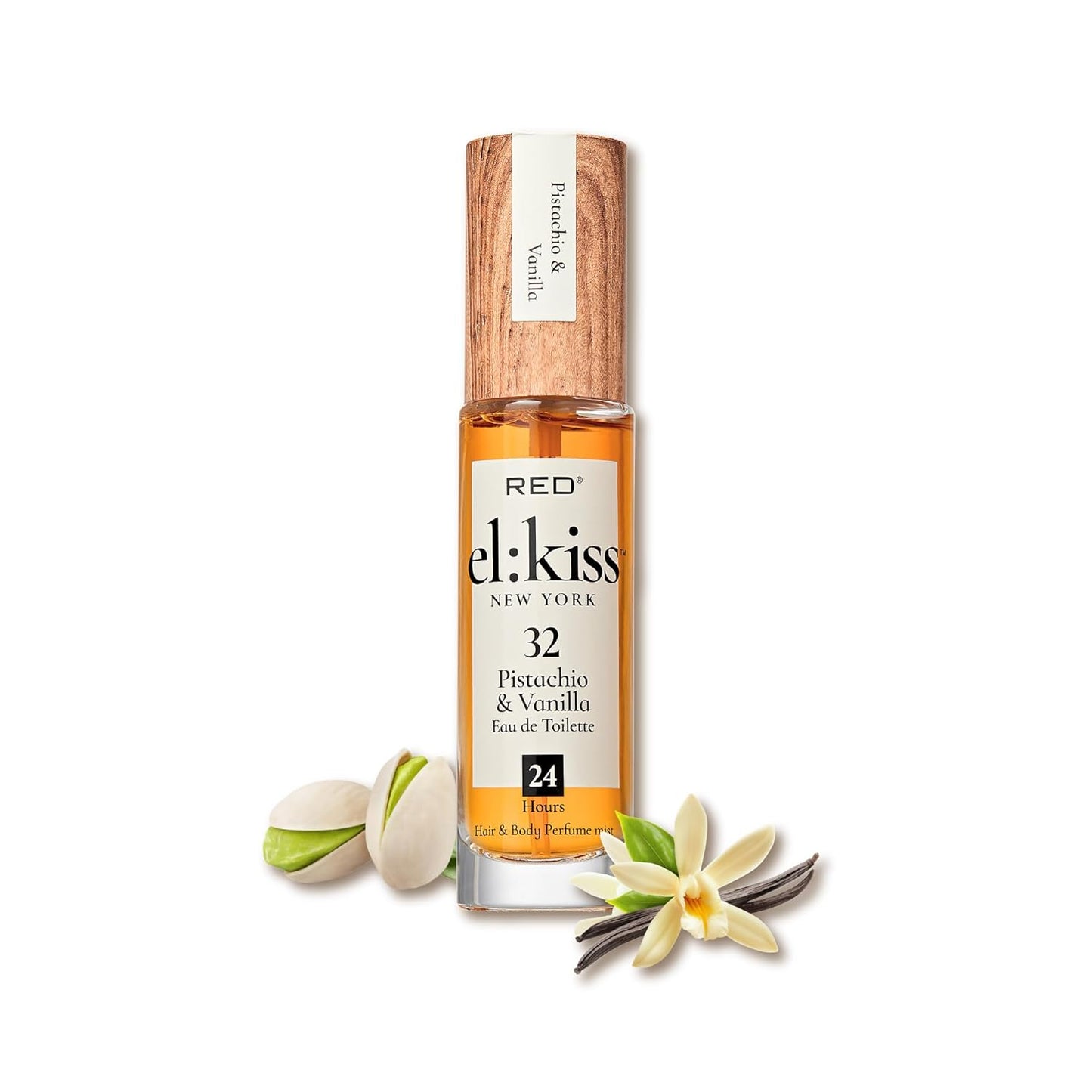 EL:KISS Hair Perfume & Body Mist, Pistachio & Vanilla Inspired by SDJ 62, Eau de Toilette 30mL (1.01 Fl Oz), Hydrating & Long-Lasting, Alcohol & Mineral Oil-Free, Jojoba/Argan Oil & Aloe Vera