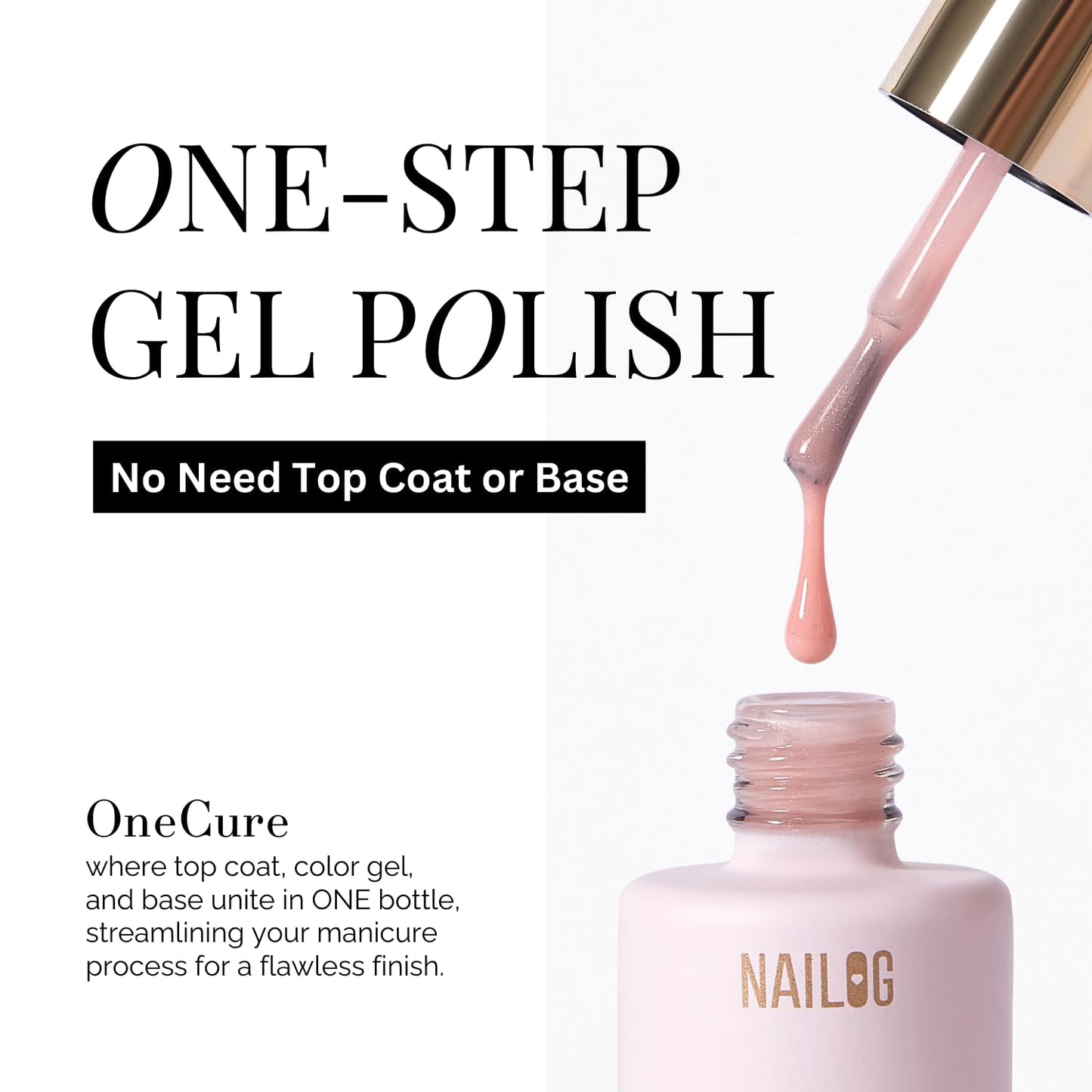 NAILOG One Step Gel Nail Polish 12ml Top Coat Color Gel Base 3-In-1 Formula Soak Off UV Gel Polish for Home DIY & Gifting | Raisin Purple