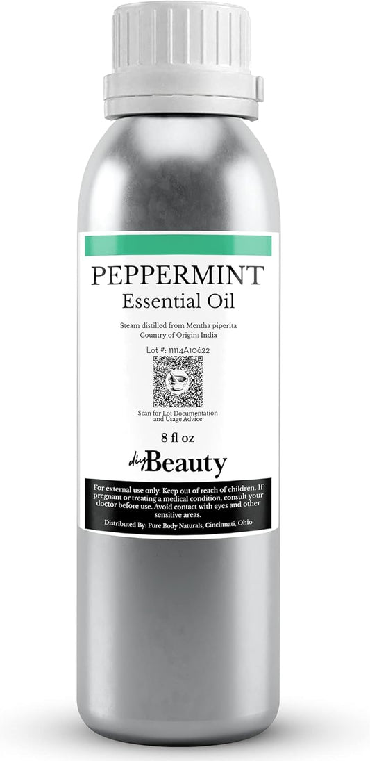 Bulk Peppermint Essential Oil - Large Size 8 fl oz Bottle - 100% Pure and Undiluted Therapeutic Grade Mentha Piperita - Concentrated Extract