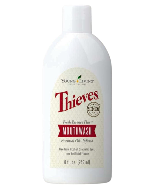 Young Living Thieves Fresh Essence Mouthwash | Alcohol-Free 8 fl oz Mouthwash Infused with Essential Oils | Gentle, Refreshing Oral Care for Long-Lasting Fresh Breath & Healthy-Looking Smile