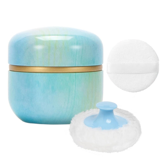 Powder Puff and Powder Container for Body Dusting Powder Case with Puff for Baby and Women,Loose Powder Containers with Puff for Travel (Turquoise1.0)