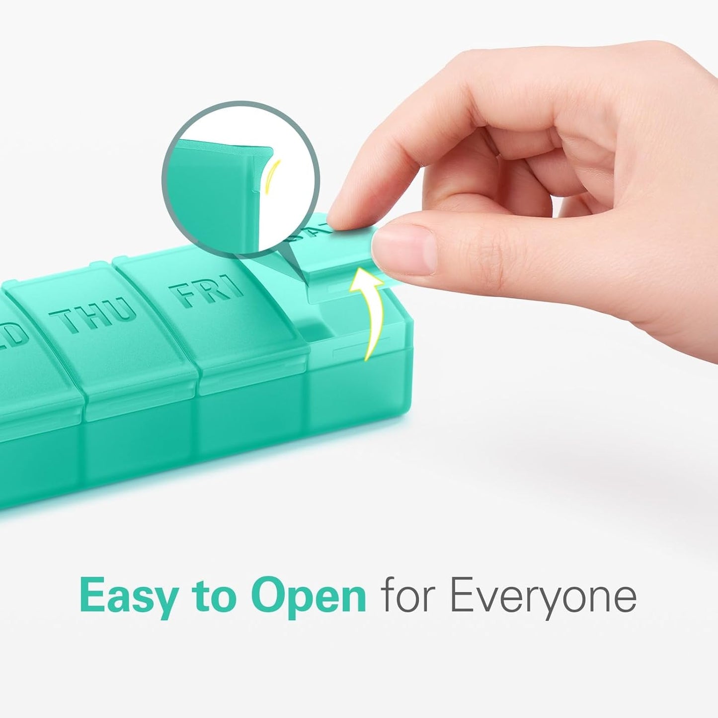 Barhon Pill Organizer Large, Weekly Medicine Pill Organizers, 7 Day Pills Box Case Travel for Big Vitamin Supplements Fish Oil, Green