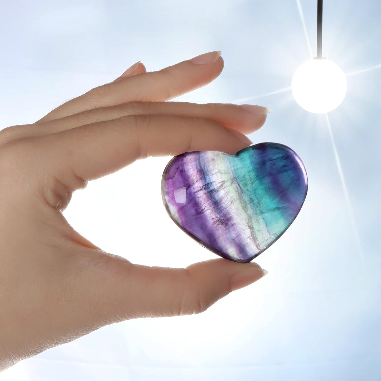 Artistone 2 Inch Rainbow Fluorite Crystal Heart Healing Crystals Heart Stones Polished Pocket Love Gemstones Chakra Reiki Energy Balancing Meditation Massag Gift