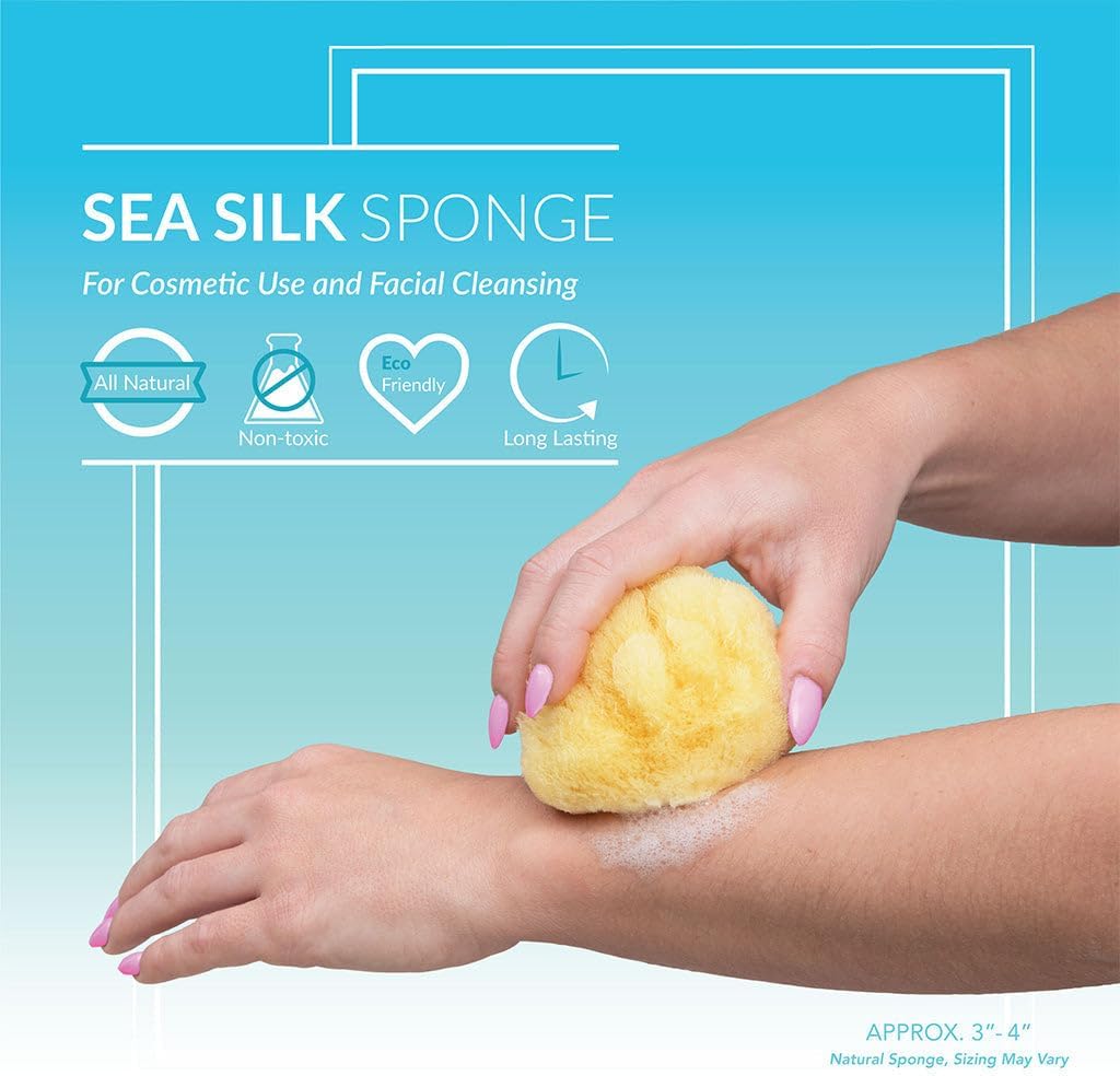 Sea Soft Silk Sponge - for Cosmetic Use, Facial Cleansing, 3-4 inches