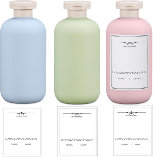 3 PACK Travel Shampoo Bottle, Empty Plastic Squeeze Bottles 6.8oz with Flip Cap, Lotion Container for Toiletries Travel Size Shampoo and Conditioner