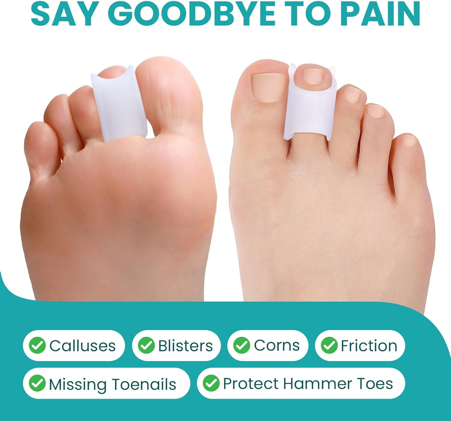 Hammertoe Corrector for Women - Soft Gel Toe Straighteners - Realign Bent, Curled, Crooked, Claw, Bunion, Hammer Toes - Toe Corrector for Men（8 Count, Large, White）