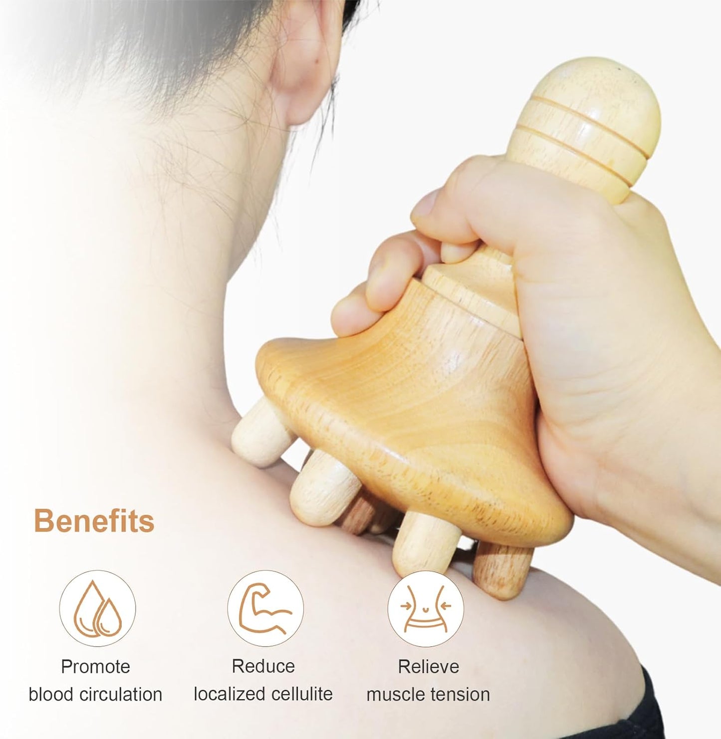 Wood Therapy Massage Tool Wooden Lymphatic Drainage Massager One-Handed Body Sculpting Tools,Physical Therapy Tools, Muscle Scraping Tool,Gua Sha Wood Therapy Tool-5.5 * 4.3 inches