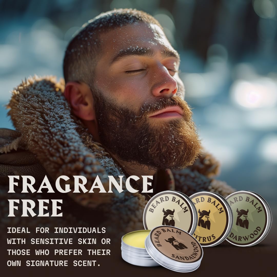 Striking Viking Beard Balm - 1 oz, Pack of 4, Citrus Vanilla Sandalwood Cedarwood - Anti-Itch Relief & Anti Itch Beard Balm - Deep Conditioning Shea & Jojoba Oils & Mustache Conditioner