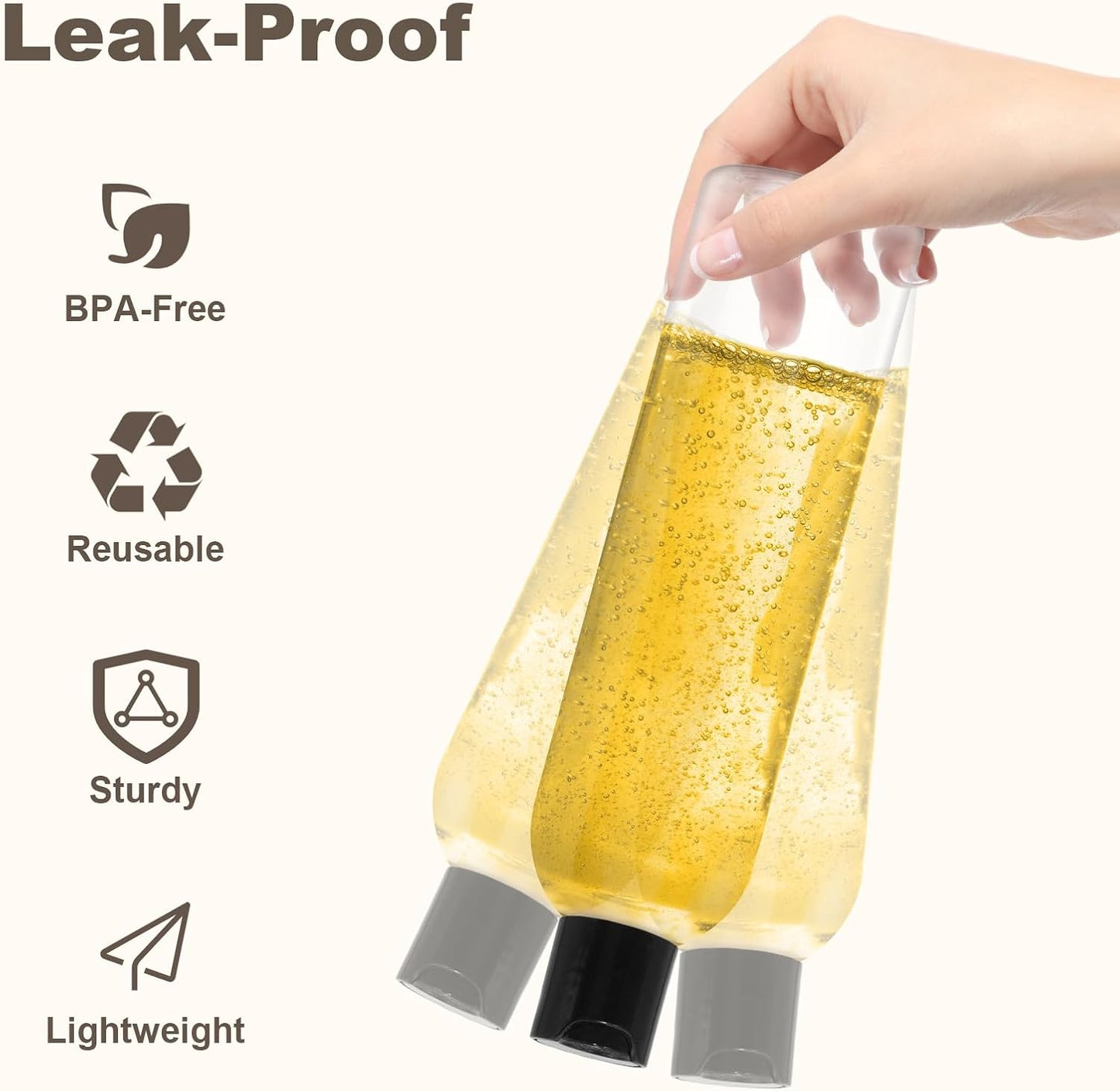 2 Pack 8 oz Plastic Squeeze Bottles with Black Disc Caps Refillable Clear Empty Containers Travel Bottles for Toiletries Conditioner Shampoo Lotions Gels