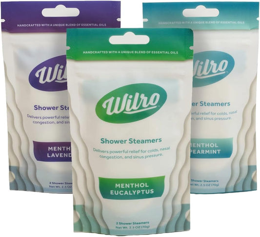 Wilro Soothing, Aromatic Shower Steamers, 3 Pack, Sampler Pack - 2 of Each Scent (6 Steamers)