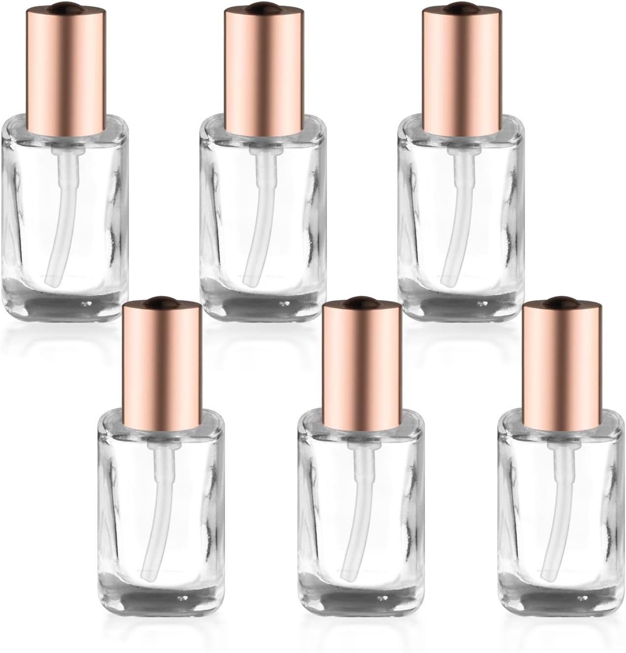 6Pcs 15ml/0.5oz Small Clear Pump Bottle with Gold Lid Glass Lotion Jars Travel Size Liquid Foundation Dispenser Refillable Cosmetic Containers for Cream,Shampoo,Conditioner