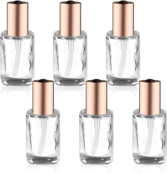6Pcs 15ml/0.5oz Small Clear Pump Bottle with Gold Lid Glass Lotion Jars Travel Size Liquid Foundation Dispenser Refillable Cosmetic Containers for Cream,Shampoo,Conditioner