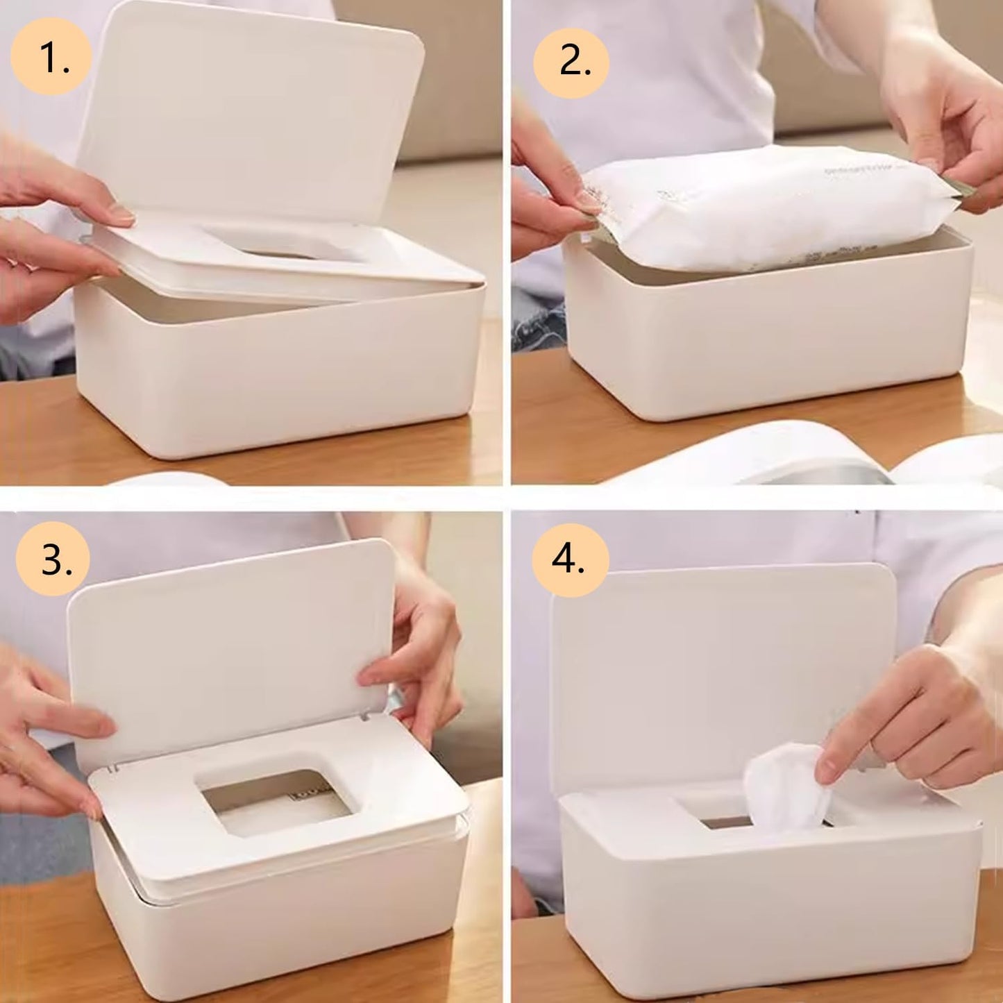 Wipe Dispenser White,Reusable Flushable Wipe Holder Set with 2Pcs Refillable Portable Wipe Bag for Baby Adult Bathroom,Wipe Container with Lids Keeps Wipes Fresh,Baby Shower New Mom Gifts