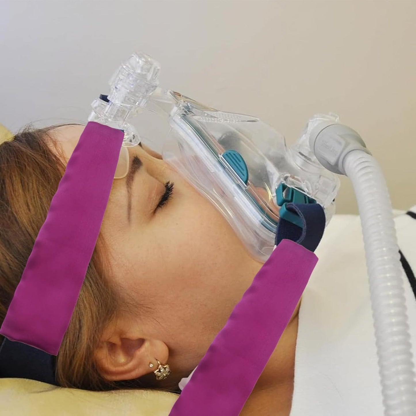 6 Pack Satin Strap Covers Breathable Strap Cushions Work for Most Headgear Straps Can Reduce The Tracks On The Face Made of Soft Fabric Face Pads (Purple)