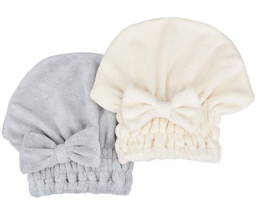 Microfiber Hair Drying Towels Head wrap with Bow-Knot Shower Cap Hair Turban hairWrap Bath Cap for Curly Long & Wet Hair Gift for Women