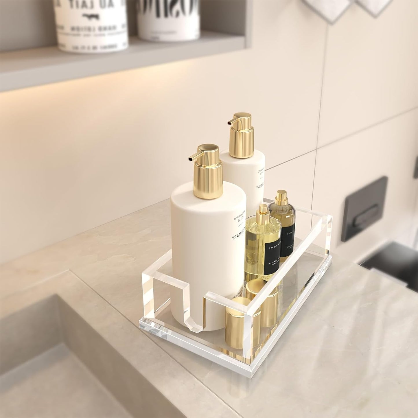 Napkin Holder for Table, Acrylic Napkin Paper Towel Holder for Kitchen, Clear Acrylic Guest Towel Holder Tray for Bathroom, Cocktail Napkin Holder for Dinner (Rectangle Clear 0.4+0.47in Thickness)