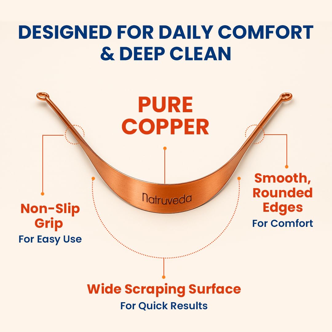 100% Pure Copper Tongue Scraper – Limpiador de Lengua Raspador for Adults & Kids | Metal Tongue Cleaner for Fresh Breath | Reusable Ayurvedic Tongue Scraper | Tongue Cleaning Tool (6 Pack, USA Seller)