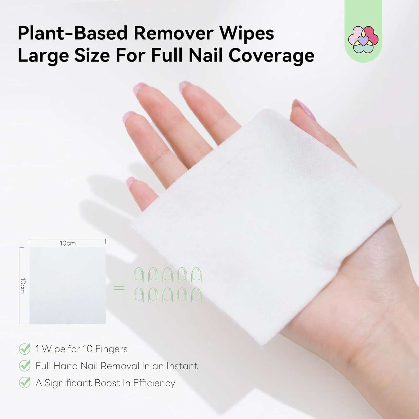 SAVILAND Plant-Based Nail Polish Remover Pads: Non Acetone Nail Polish Remover Wipes 100 Pcs Castor Oil & Shea Butter Travel Nail Kit Large Pads for Sensitive Nails Remover Salon Use