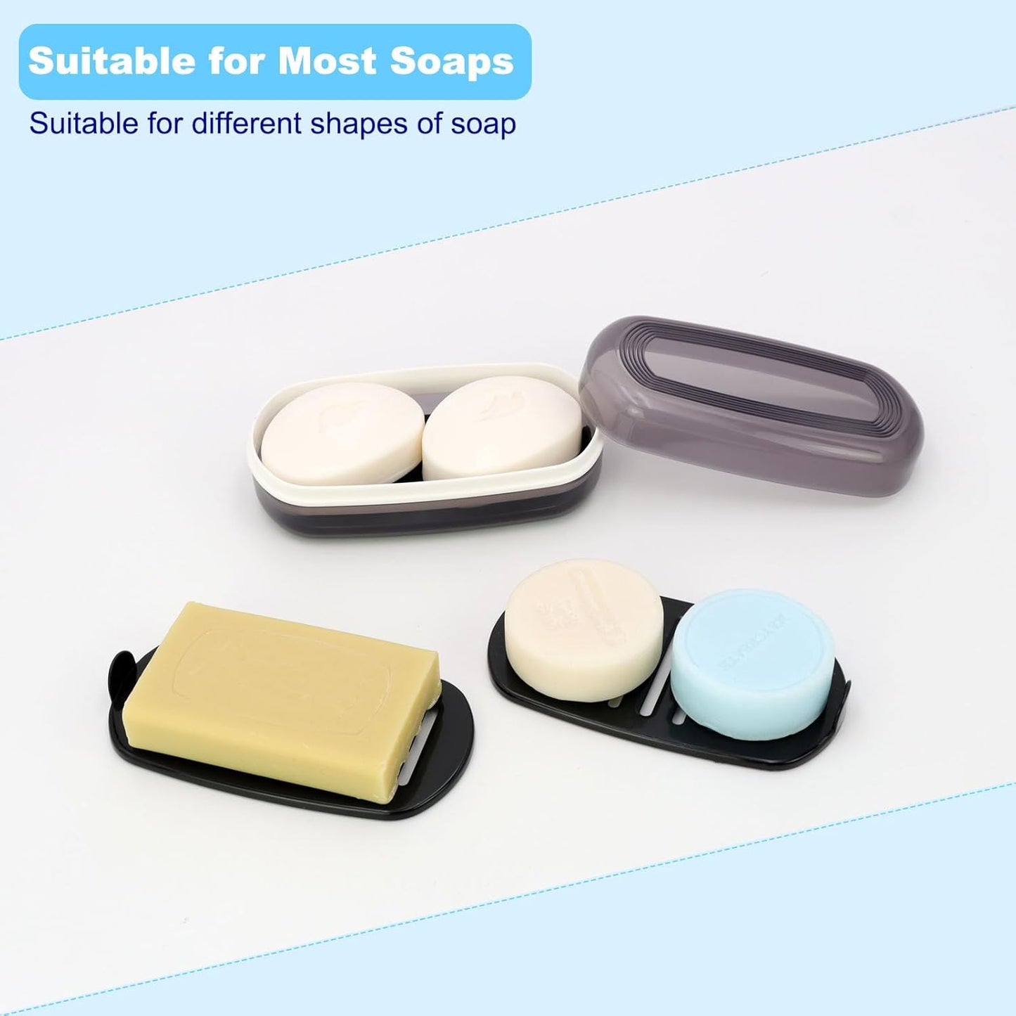 Solid Shampoo Bar Holder, Large Bar Soap Holder, Travel Soap Container, Soap Box with Draining Layer, Soap Case for Bathroom, Traveling, Gym, Camping (Black Style-1-Large)
