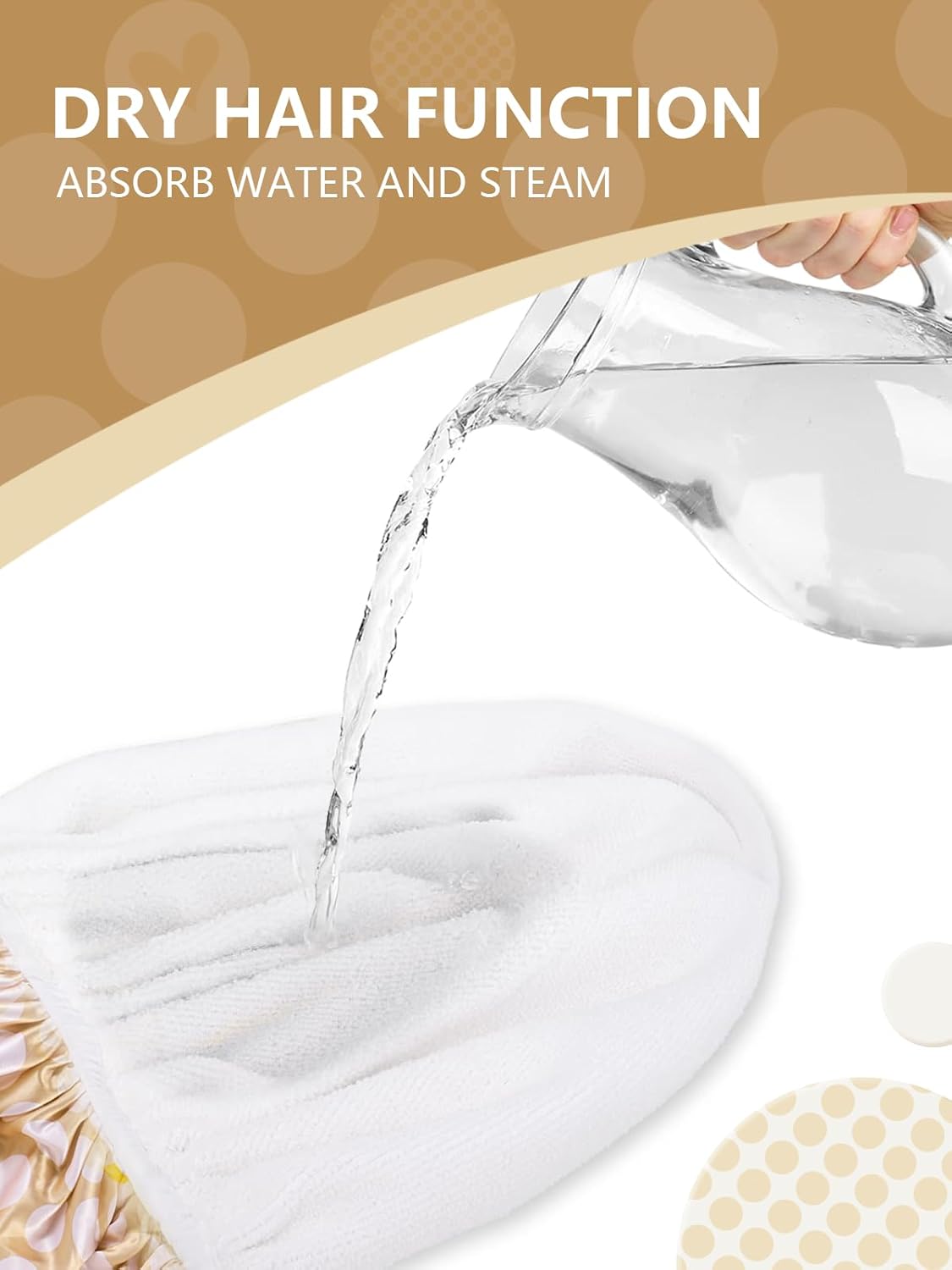 Years calm Terry Lined Shower Cap, Triple Layer Heart Motifs,Waterproof Reusable Elastic,Hair Shower Cap for Women,Terry Cloth Shower Caps for Spa,Clean,Trave (Beige, One Size)