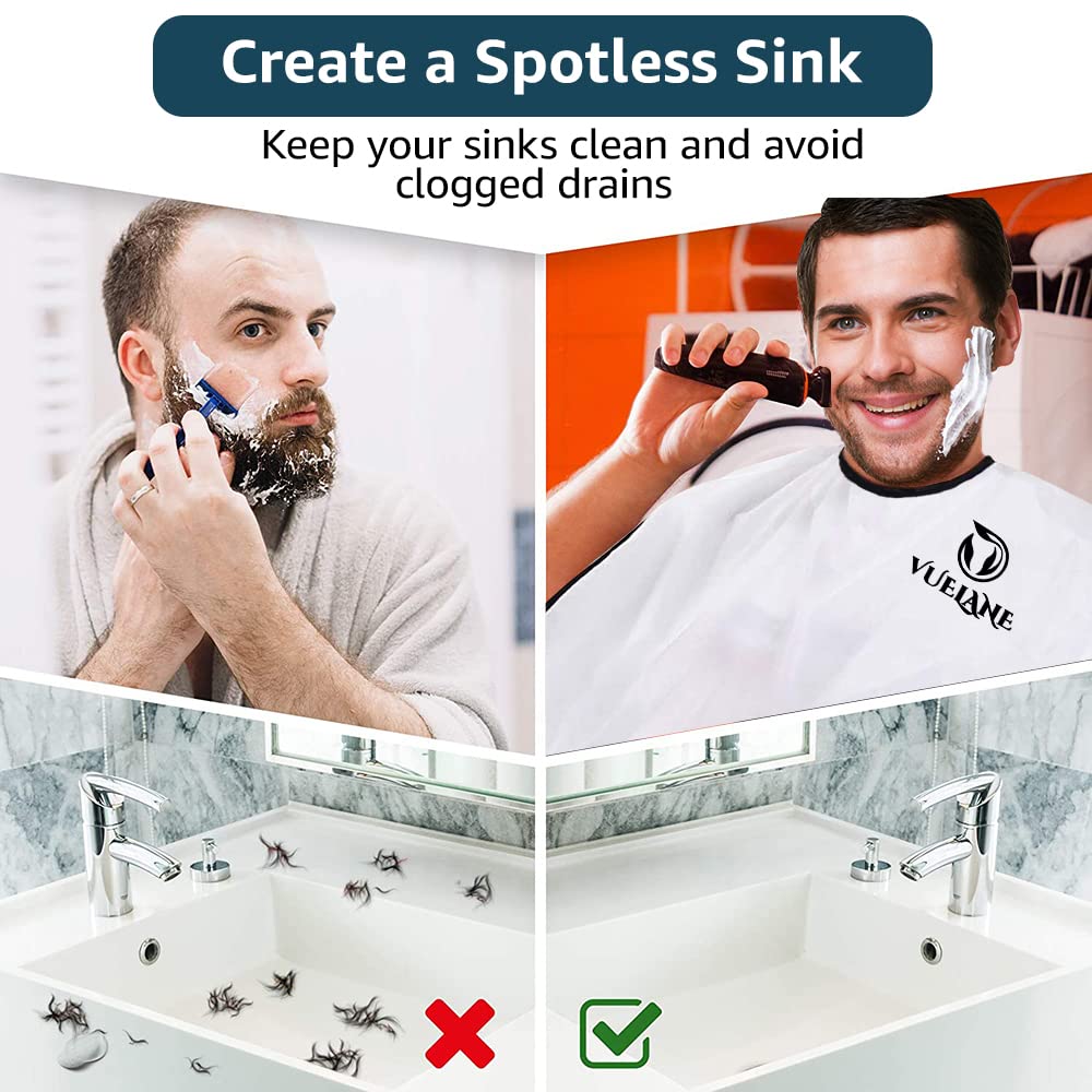 Beard Bib Beard Apron, Beard Bib Hair Catcher for Men Shaving, Non-Stick Beard Bib Apron for Men with Strong Suction Cups, Gifts for Men Husband, Grooming Kit for Men - White