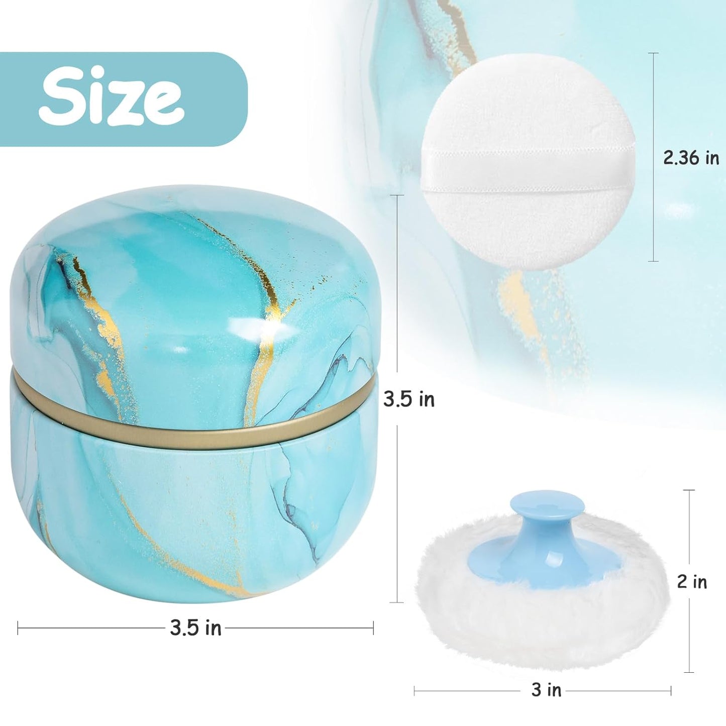 Powder Puff and Powder Container for Body Dusting Powder Case with Puff for Baby and Women,Loose Powder Containers with Puff for Travel (Cyan1.0)