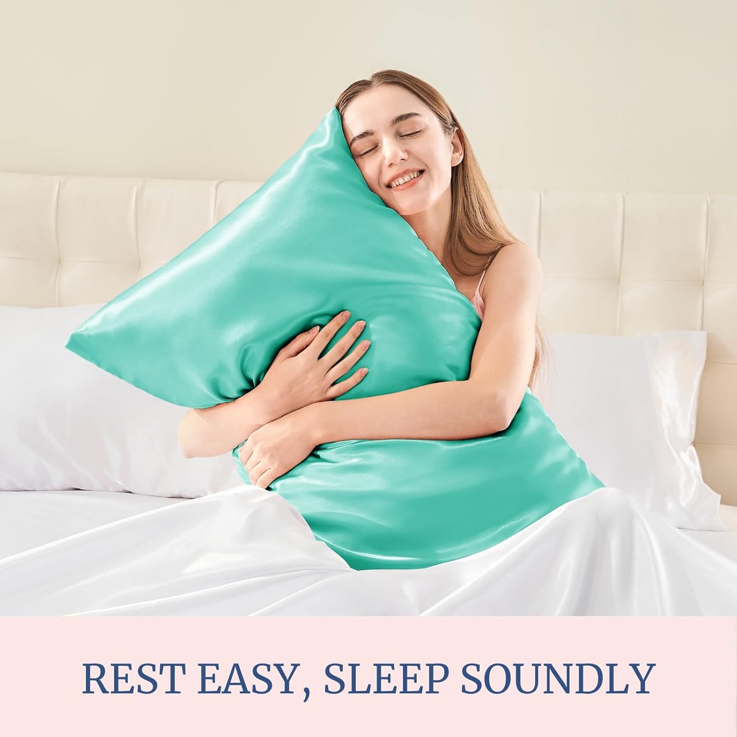 BEDELITE Satin Pillowcase for Hair and Skin, Super Soft Similar to Silk Pillow Cases 4 Pack with Envelope Closure, Cooling Pillowcases for Women Men (20"x26" Standard Size, Turquoise)