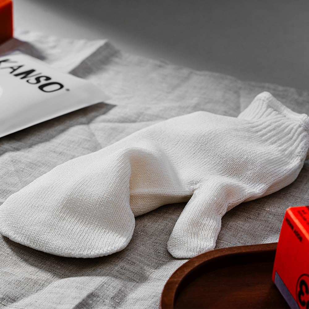 KANSO Exfoliating SONMOA Shower Towel – Natural Viscose Glove for Gentle Exfoliation, Chemical-Free, Hand-Sewn, Made in Korea – 1 Pair or 2 Pair Set Options (1-Pair Set)