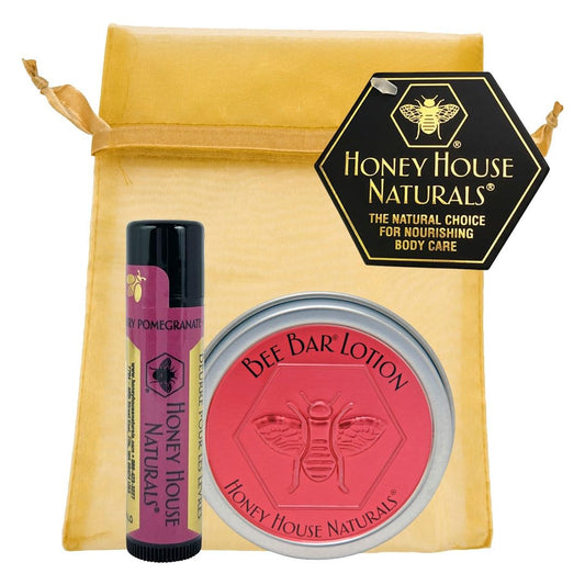 Honey House Naturals 2 Piece Gift Set, All Natural, Ultra Moisturizing Lotion Bar and Lip Butter Infused with Essential Oils, Made in USA, (Variant Name)