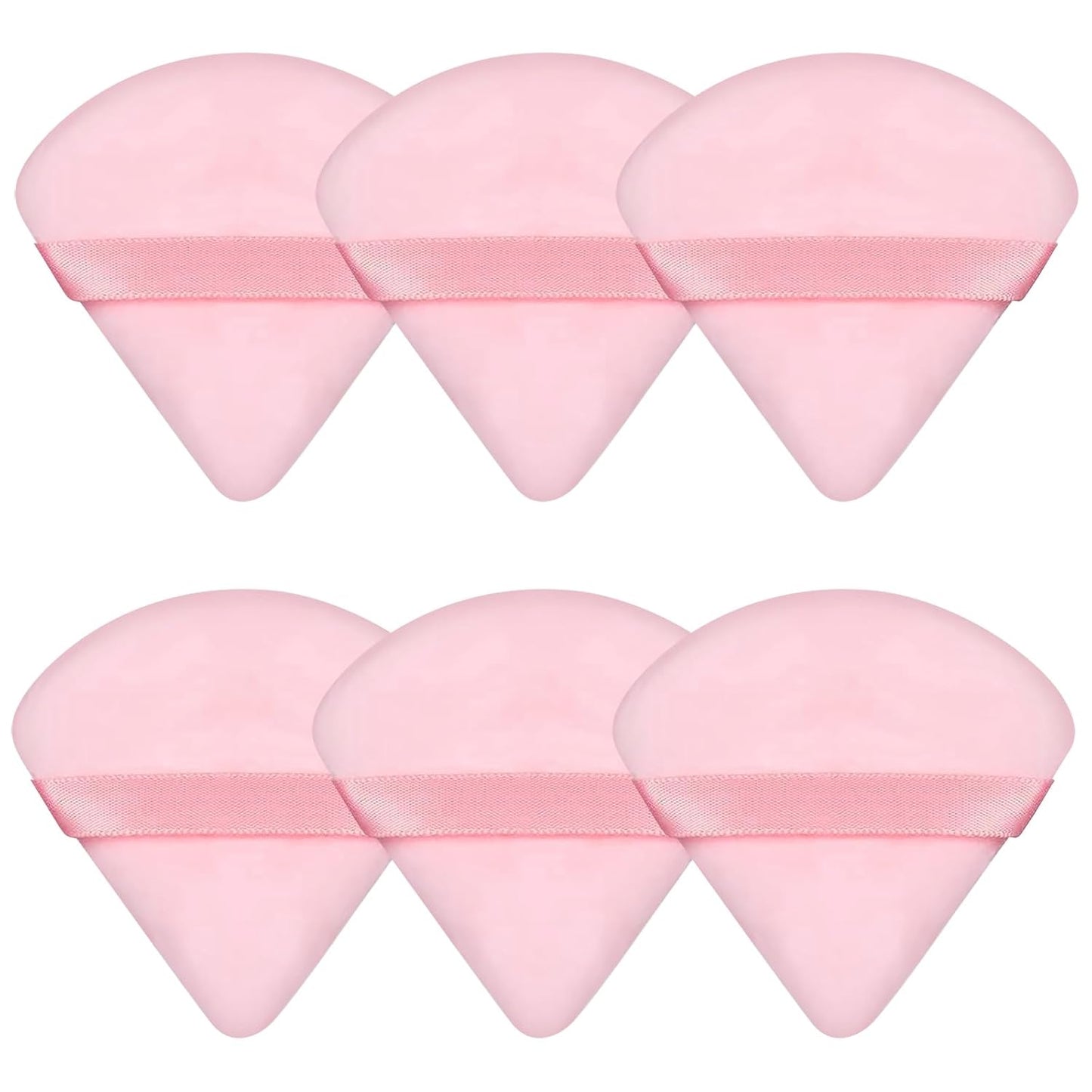 6 Pieces Pink Powder Puff Face Soft Triangle for Loose and Body Powder, Velour Makeup Sponge Set Setting Powder Puff Makeup Tools