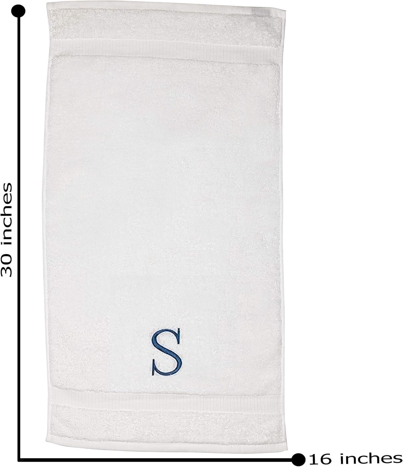 Monogrammed Hand Towels for Bathroom - Luxury Hotel Quality Personalized Initial Decorative Embroidered Bath Towel for Powder Room, Spa - GOTS Organic Certified - Set of 2 Navy Letter S