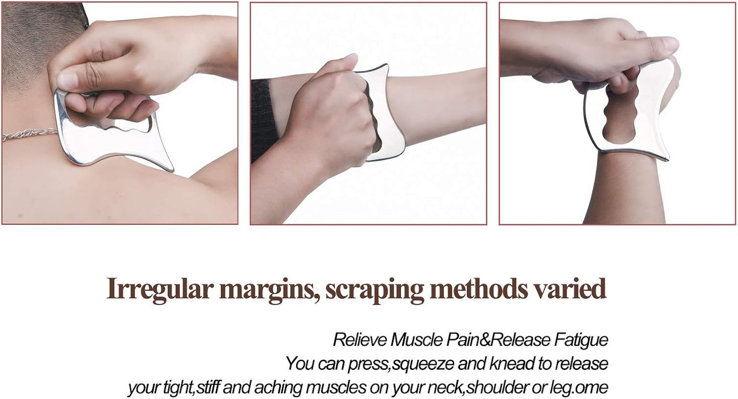 FeelFree Sport Stainless Steel Gua Sha Tools-Massage Scraping Tool for Soft Tissue Mobilization,Physical Therapy for Back, Legs, Arms