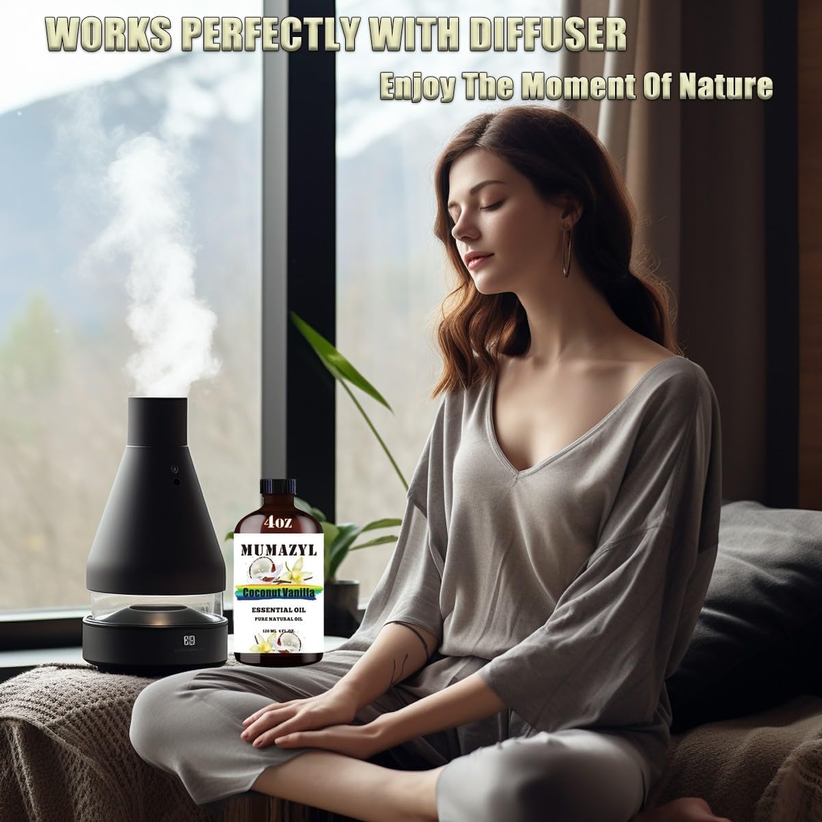 Coconut Vanilla Essential Oil, Coconut Vanilla Oil 4 Fl Oz 120ML for Diffuser Humidifier Yoga Cleaning DIY Candle Soap Making Essential Oils