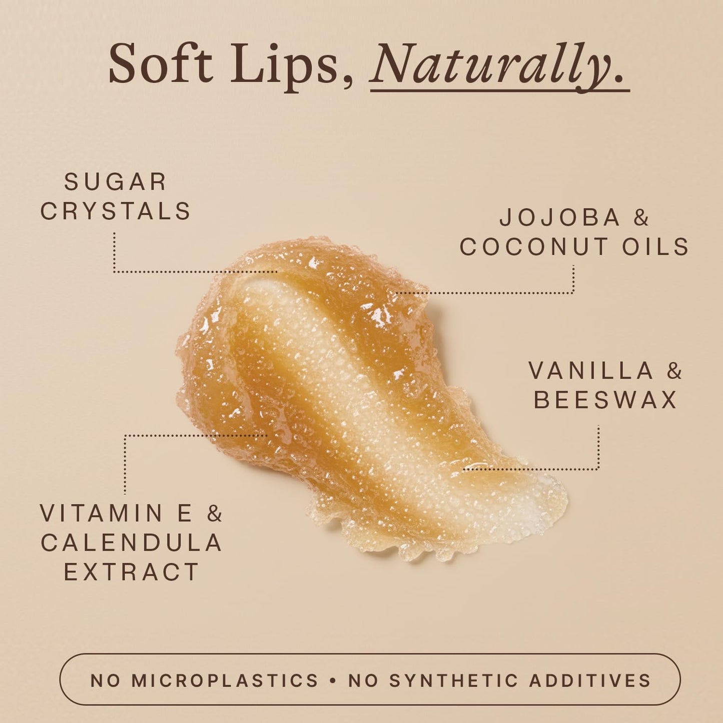 USDA Organic Lip Scrub Vanilla - USA Made with Natural Ingredients, Moisturizing Scrub Exfoliator for Dry Lips, Lip Sugar Scrubber Exfoliator for Smooth Lips, Small Beauty Gifts