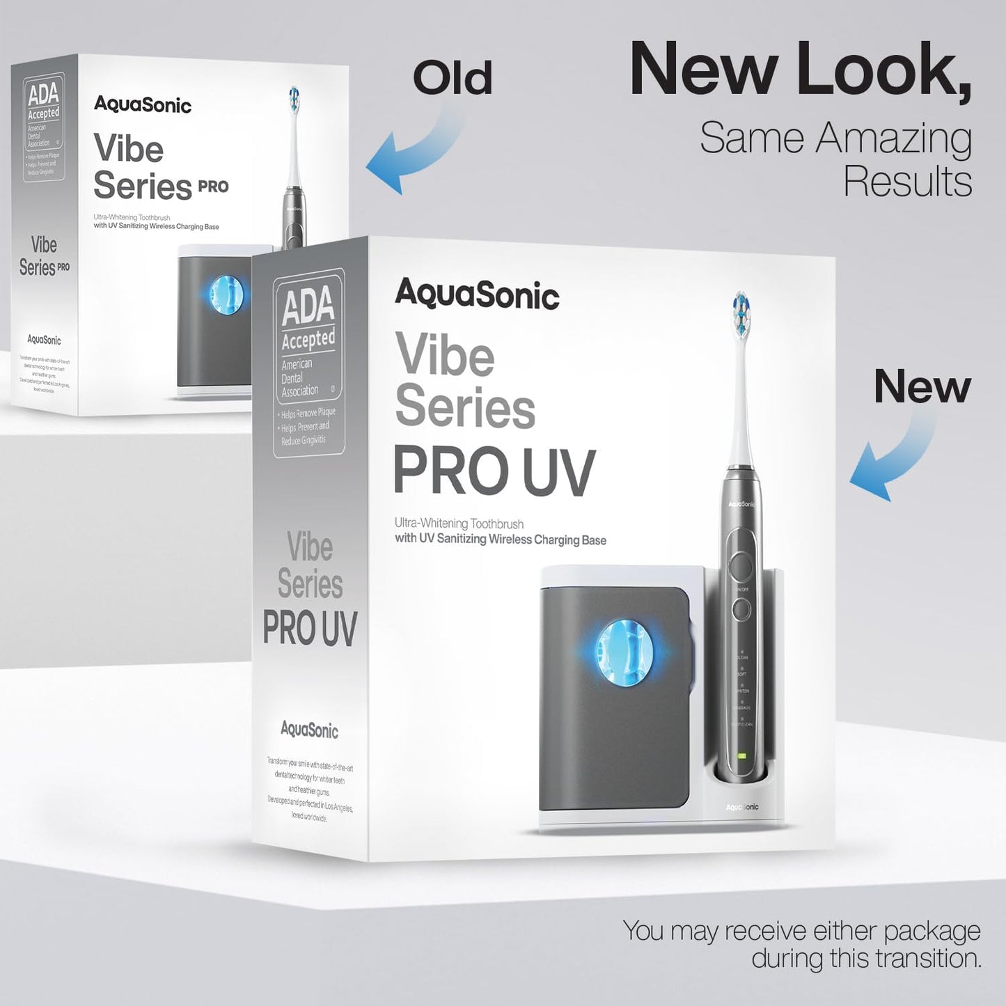 Aquasonic Vibe Series PRO – Ultra-Whitening Electric Toothbrush – 5 Modes & Smart Timers – UV Sanitizing Base – ADA Accepted (Charcoal Metallic)