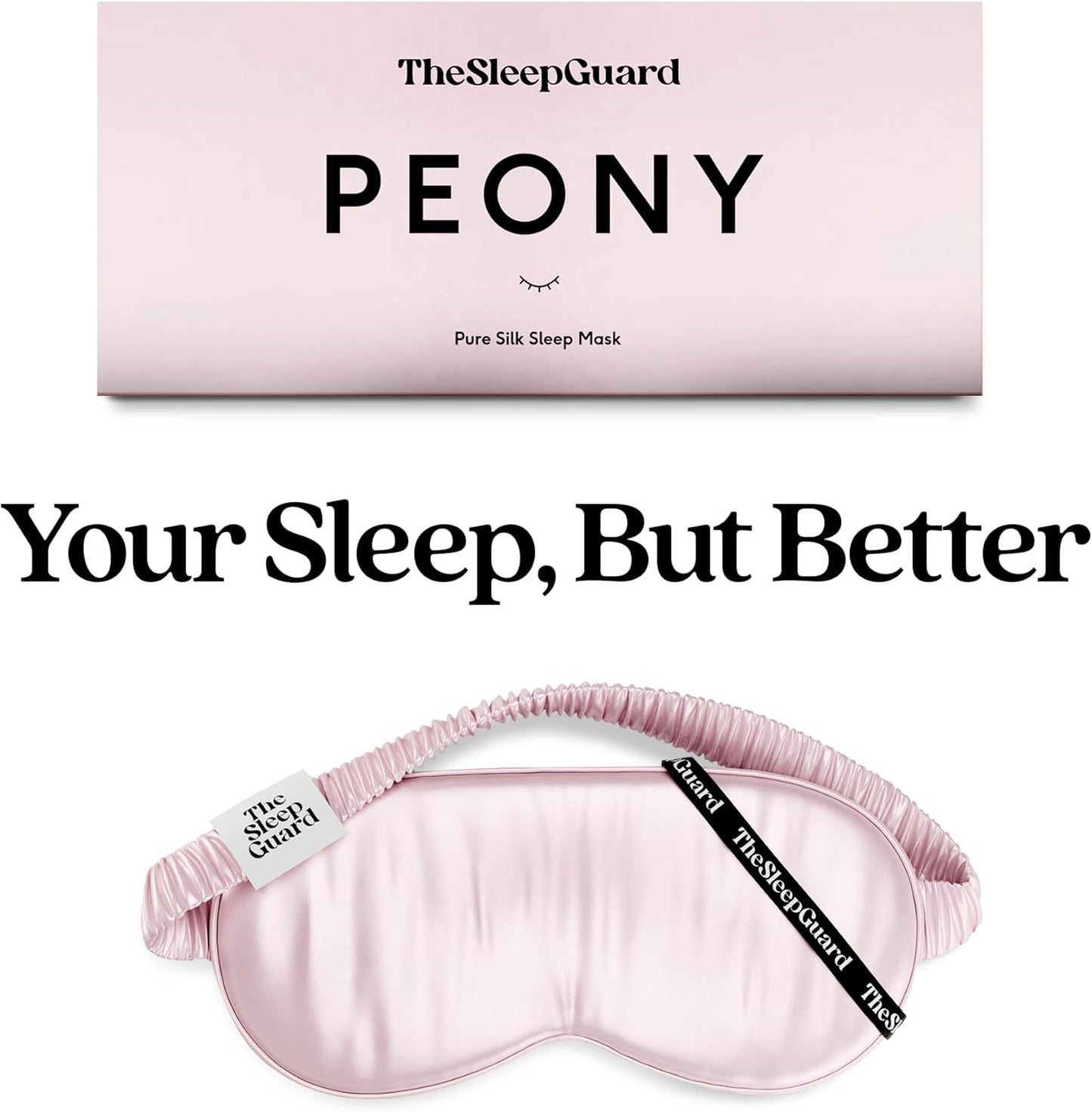 TheSleepGuard Pure Silk Sleep Mask [100% 6A Mulberry Silk, 22 Momme] Light Blocking Travel Essentials. Eye Masks for Sleeping. Black Oeko-Tex Blindfold. Eye Covers for Men & Women