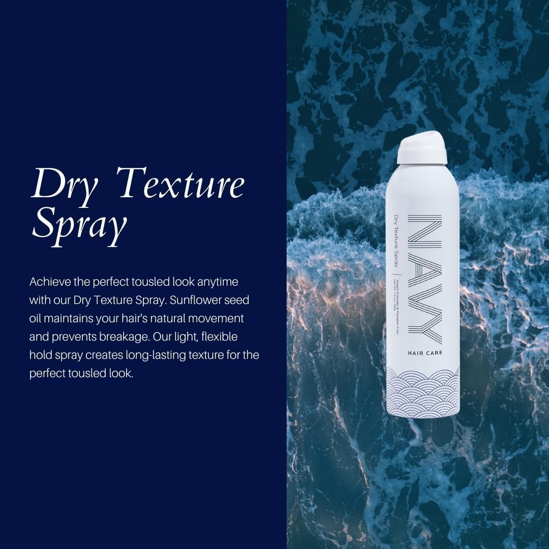 NAVY HAIR CARE Dry Texture Spray + Sailor Talk Dry Shampoo for Oily Hair | Achieve Fuller Looking Hair + Infused with Argan Oil to Prevent Hair Breakage | 7 oz each