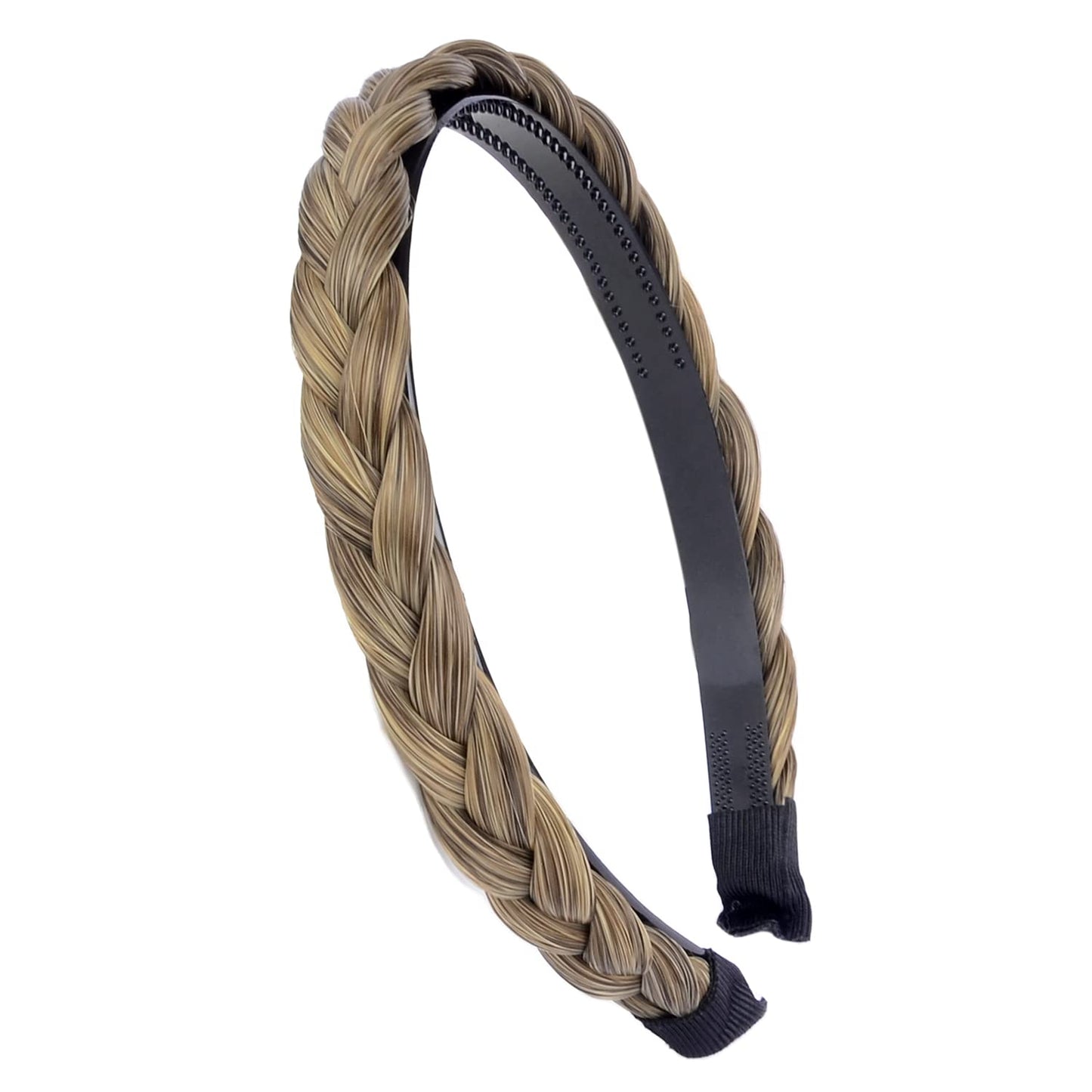 DIGUAN Width 0.6 inches Narrow Synthetic Hair Plaited Headband Braid With Teeth Hair Band Accessories for Women Girl (Dark Blonde)