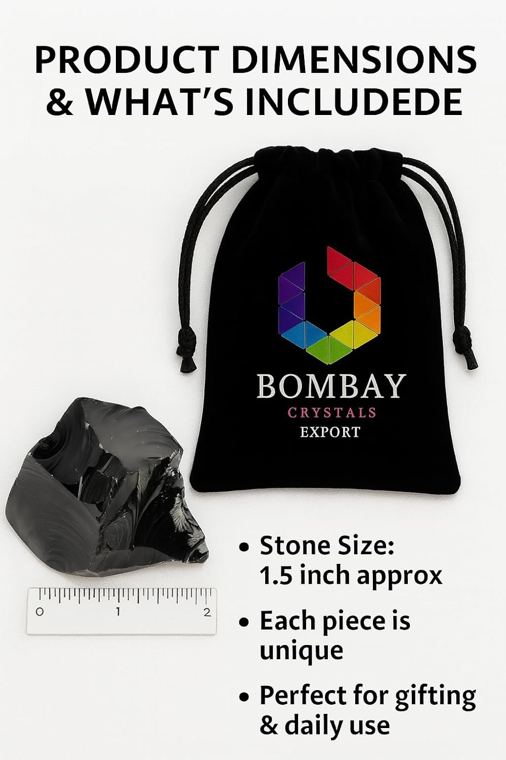 Black Obsidian Raw Stones 1.25-2 Inch, Natural Rough Healing Crystals for Protection, Chakra Balancing, Meditation, Energy Cleansing, Reiki Stones Bulk, Home Decor, Gemstone Collection