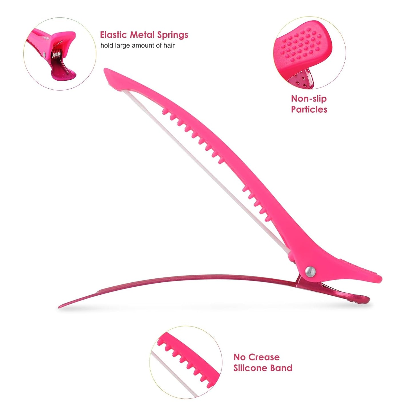 Neon Hair Clips, AIMIKE 6 Pcs Duck Billed Hair Roller Clips for Professional Hairstyling and Cutting - 4.3" Long