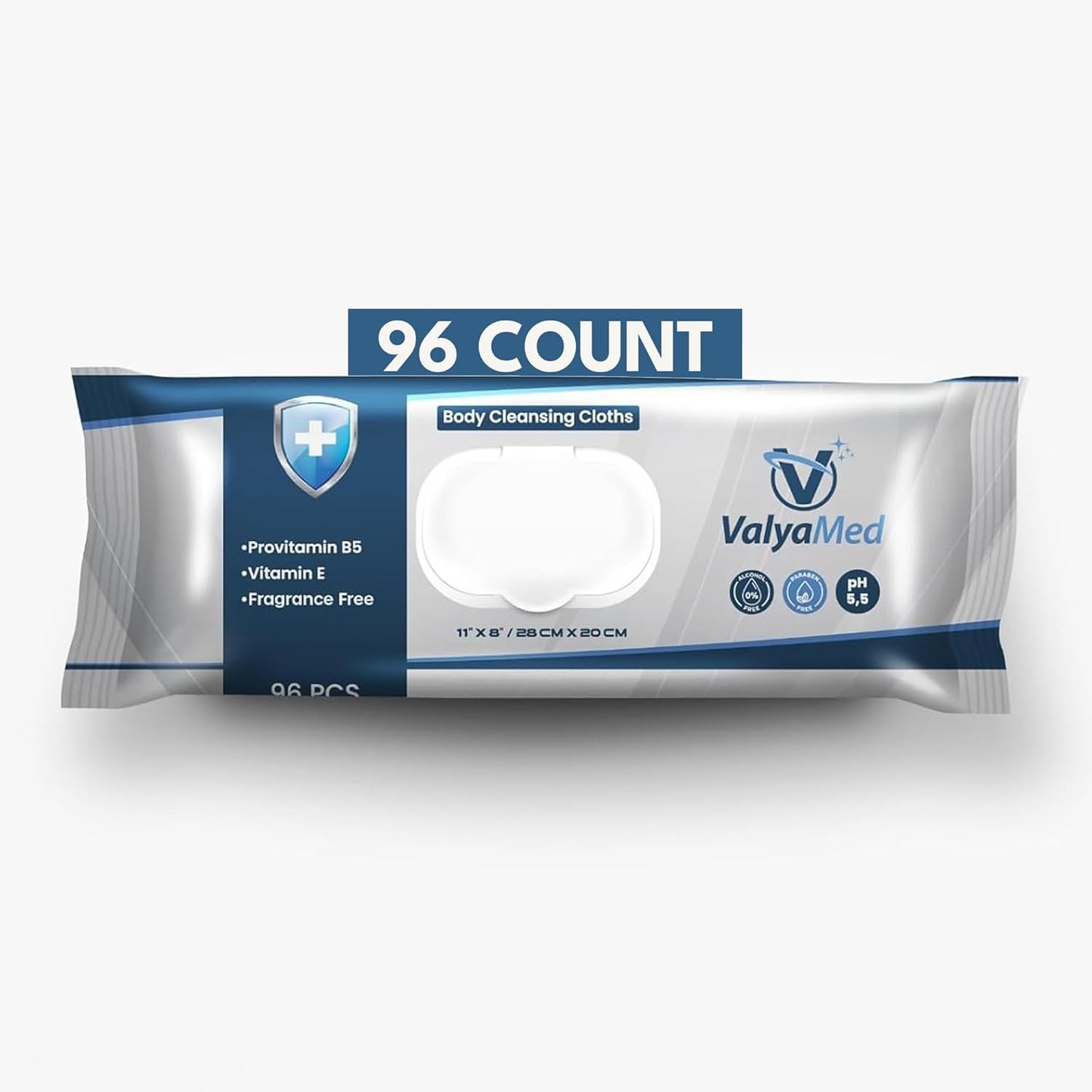 XL Body Wipes for Adults, Elderly - Alcohol-Free Incontinence Wipes, Paraben Free, Fragrance-Free, With Vitamin E, Provitamin B5 - 11'' x 8'' (96 Count - 4 Pack)